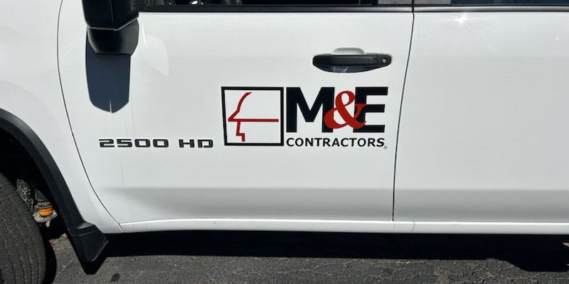 M & E Contractors decals job